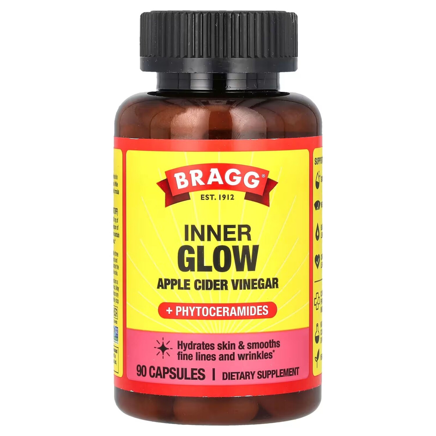 

Inner Glow, Яблочный уксус + фитокерамиды, 90 капсул Bragg