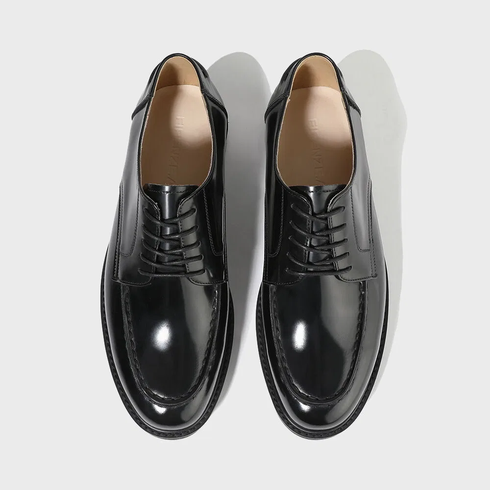 Мужские чёрные оксфорды Classic U-Tip Design от Firenze.A