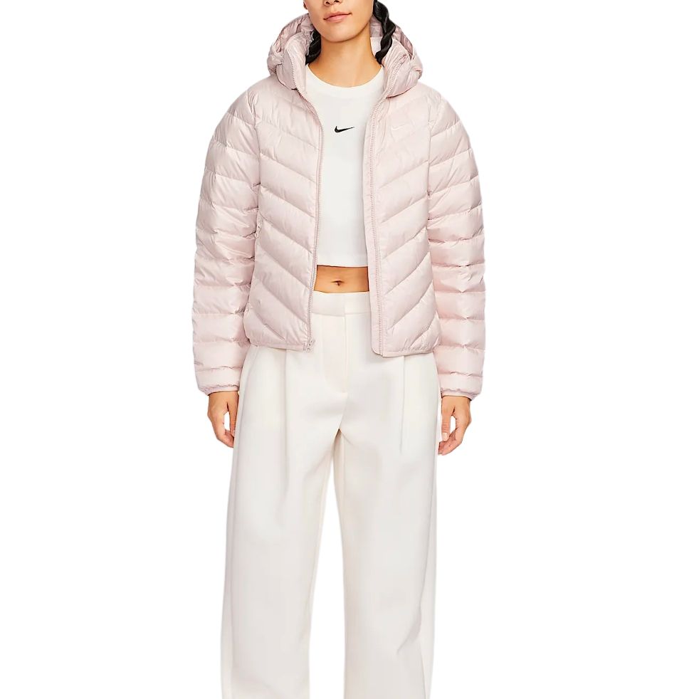 Куртка Therma FIT FW25 Sportswear Windpuffer WINDRUNNER Down женская Nike, серо-розовый/белый