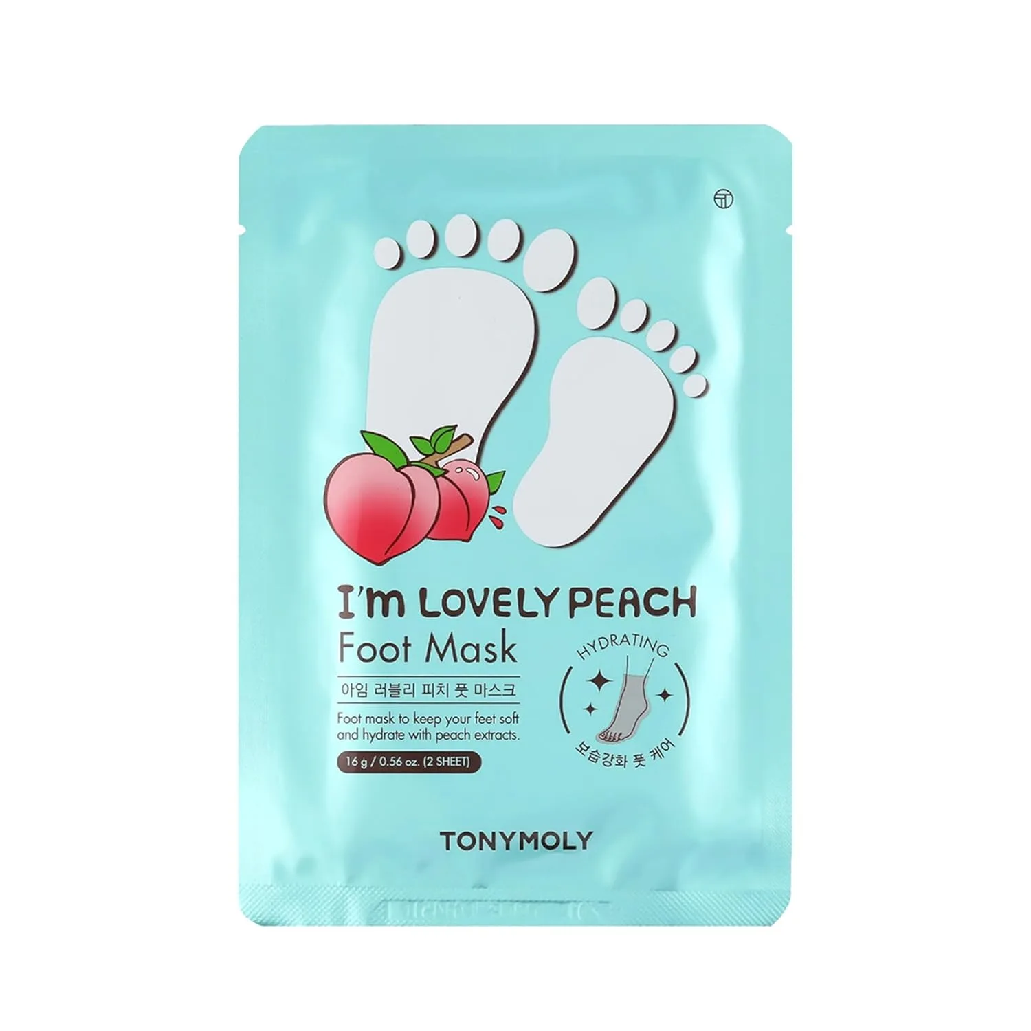 TONYMOLY I'm Lovely Персиковая маска для ног - набор из 5 увлажняющих и успокаивающих корейских масок для ног с экстрактами персика и жимолости для мягких и обновленных стоп 1 шт. (5 шт.) — фото 2