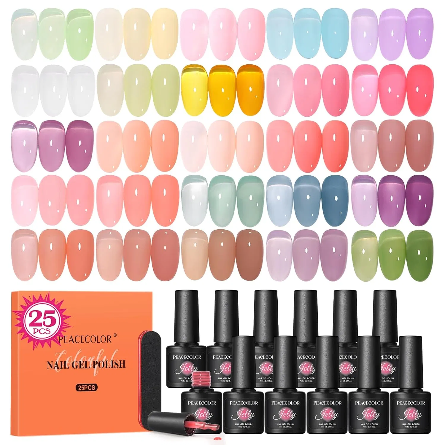 Набор УФ-гель-лаков Peacecolor, 25 цветов Peacecolor, 25 Colors Pastel & Bright Collection