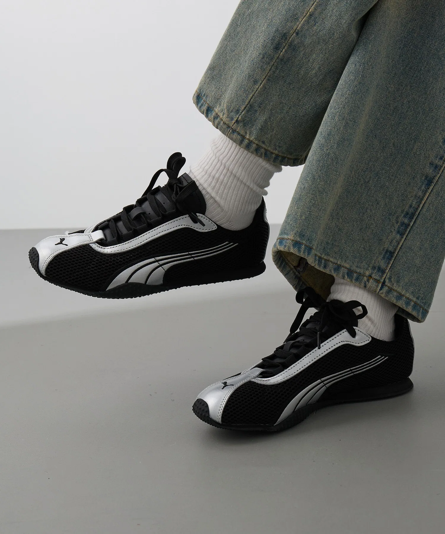 Унисекс кроссовки H-STREET OG низкие PUMA с сеткой чёрные — фото 4