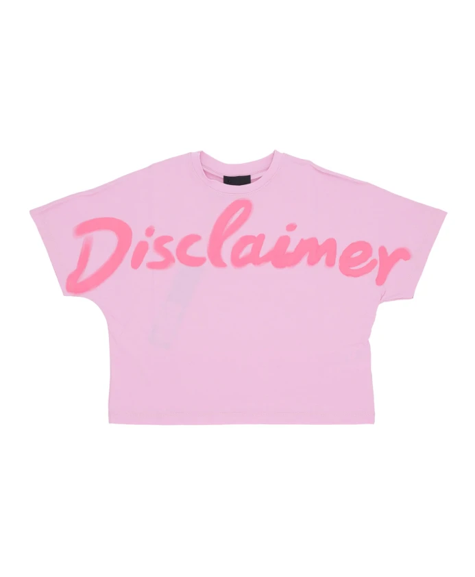 

Розовая укороченная футболка с большим логотипом Disclaimer, розовый