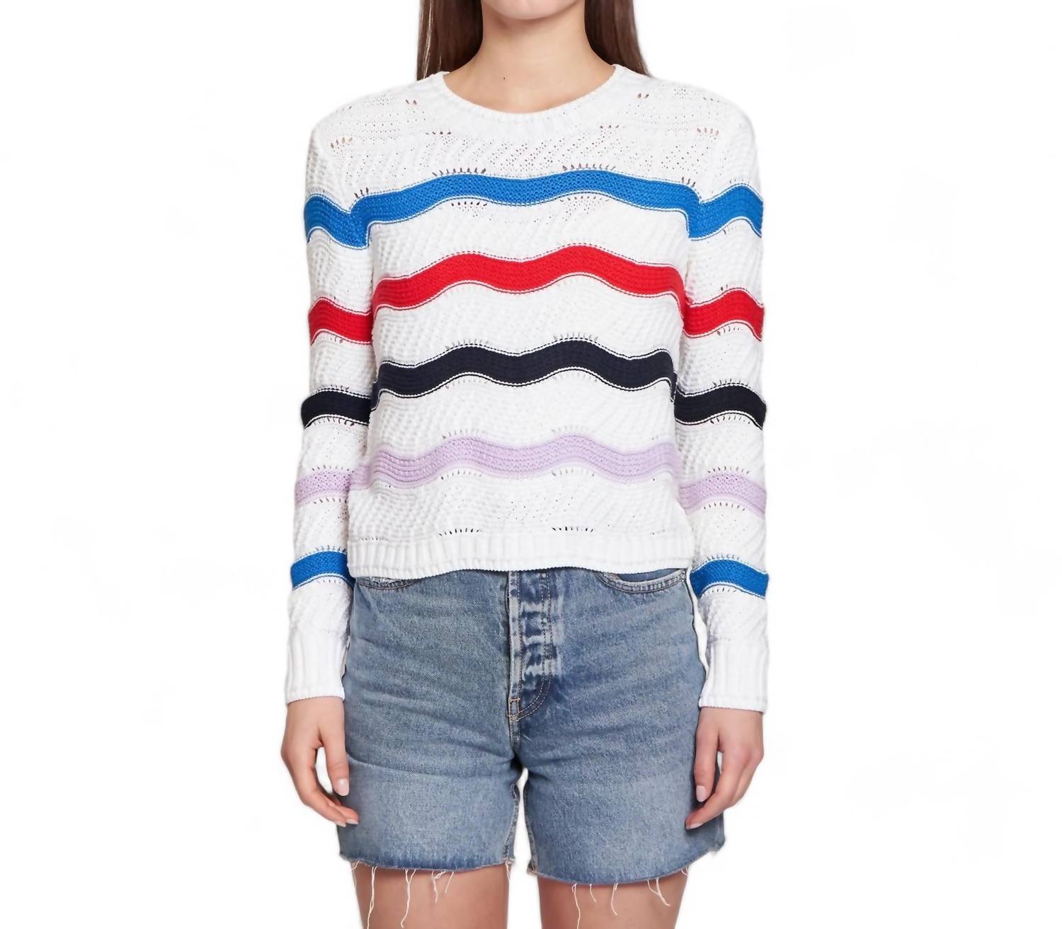 

Свитер с волнистыми полосками белого цвета Autumn Cashmere