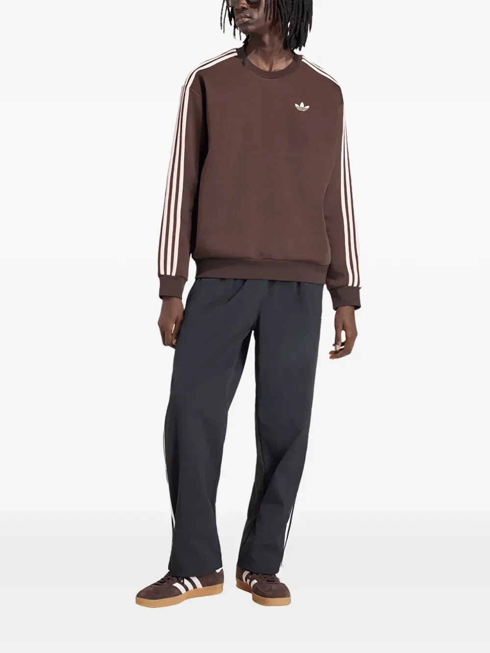 Свитшот adidas Adicolor с 3 полосками, коричневый — фото 2