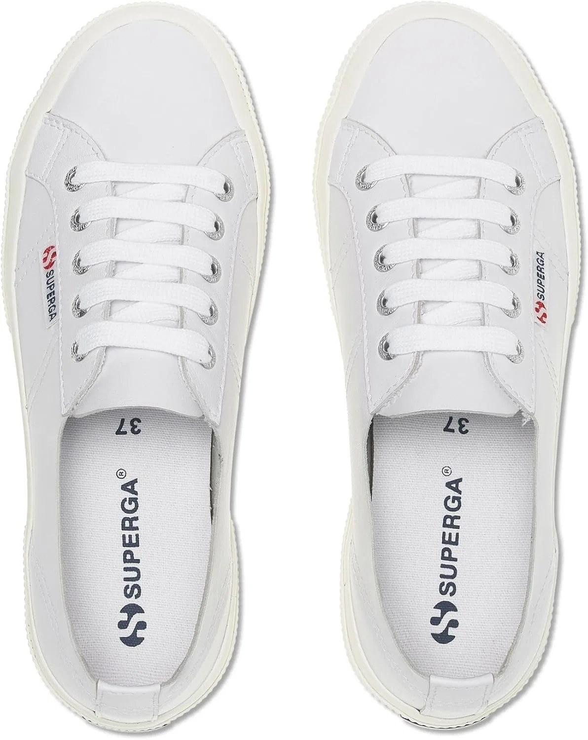 Superga - Женские кроссовки без подкладки из кожи наппа 2750, Optical White Silver Favorio — фото 4