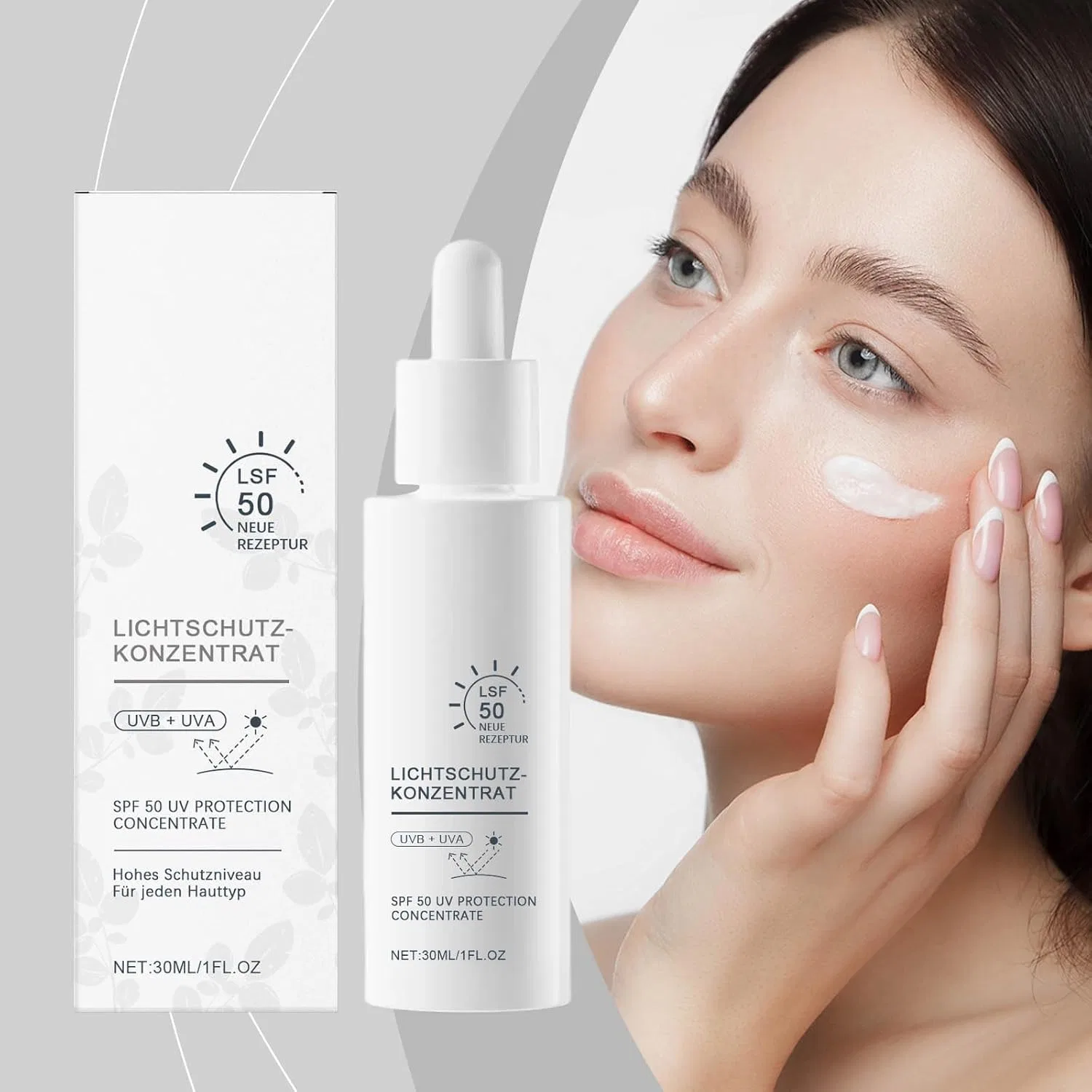 Солнцезащитный крем для лица легкий SPF 50 PA+++ Generic 30 мл белый — фото 3