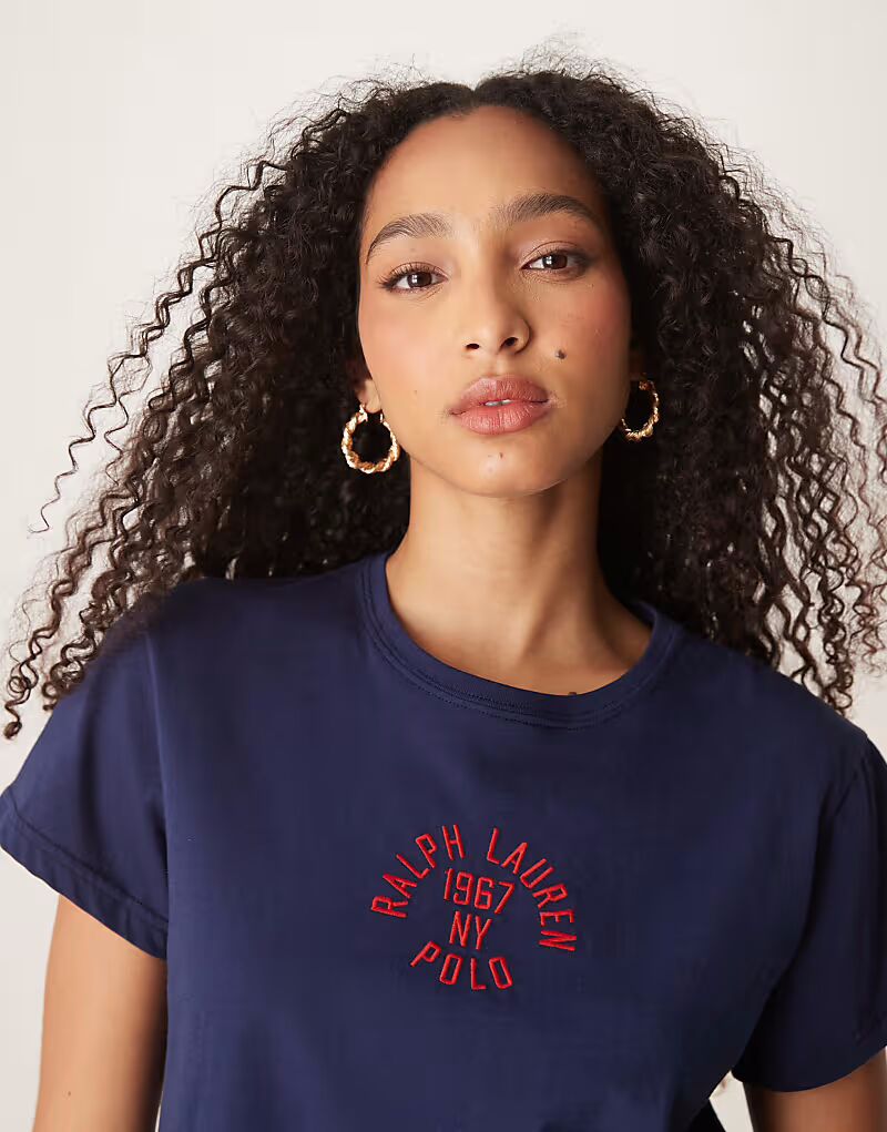 

Футболка Polo Ralph Lauren slim темно-синего цвета с логотипом на груди