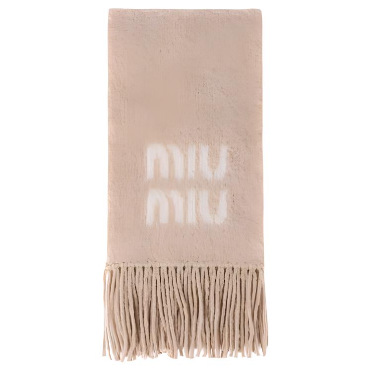 

Шарф вязаный унисекс нейтрального цвета MIU MIU