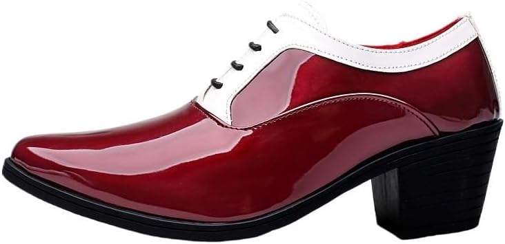 

Мужские ботинки из кожи с толстой подошвой, деловой стиль, заостренный носок, высокие каблуки, оксфорды, низкие на шнуровке, для свадьбы, бизнеса и вечеринок Zestrelax, красный