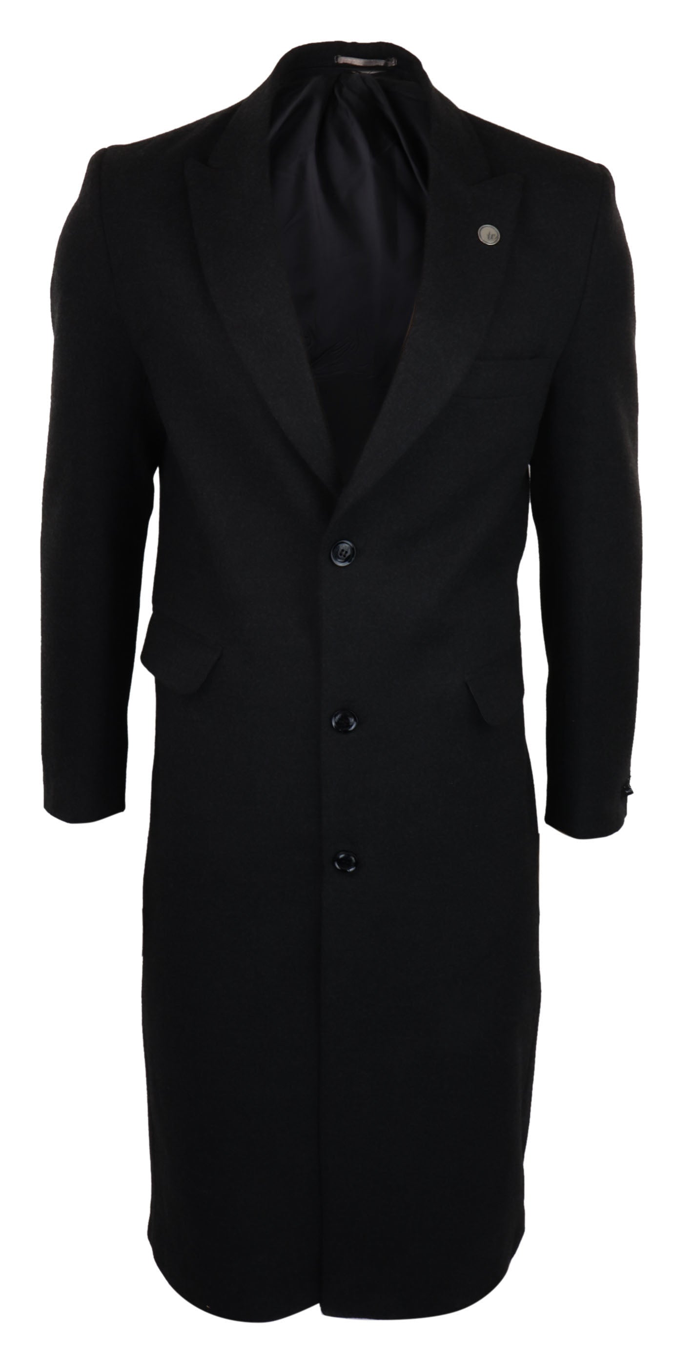 

Длинное пальто из смеси шерсти Peaky Blinders TruClothing, черный