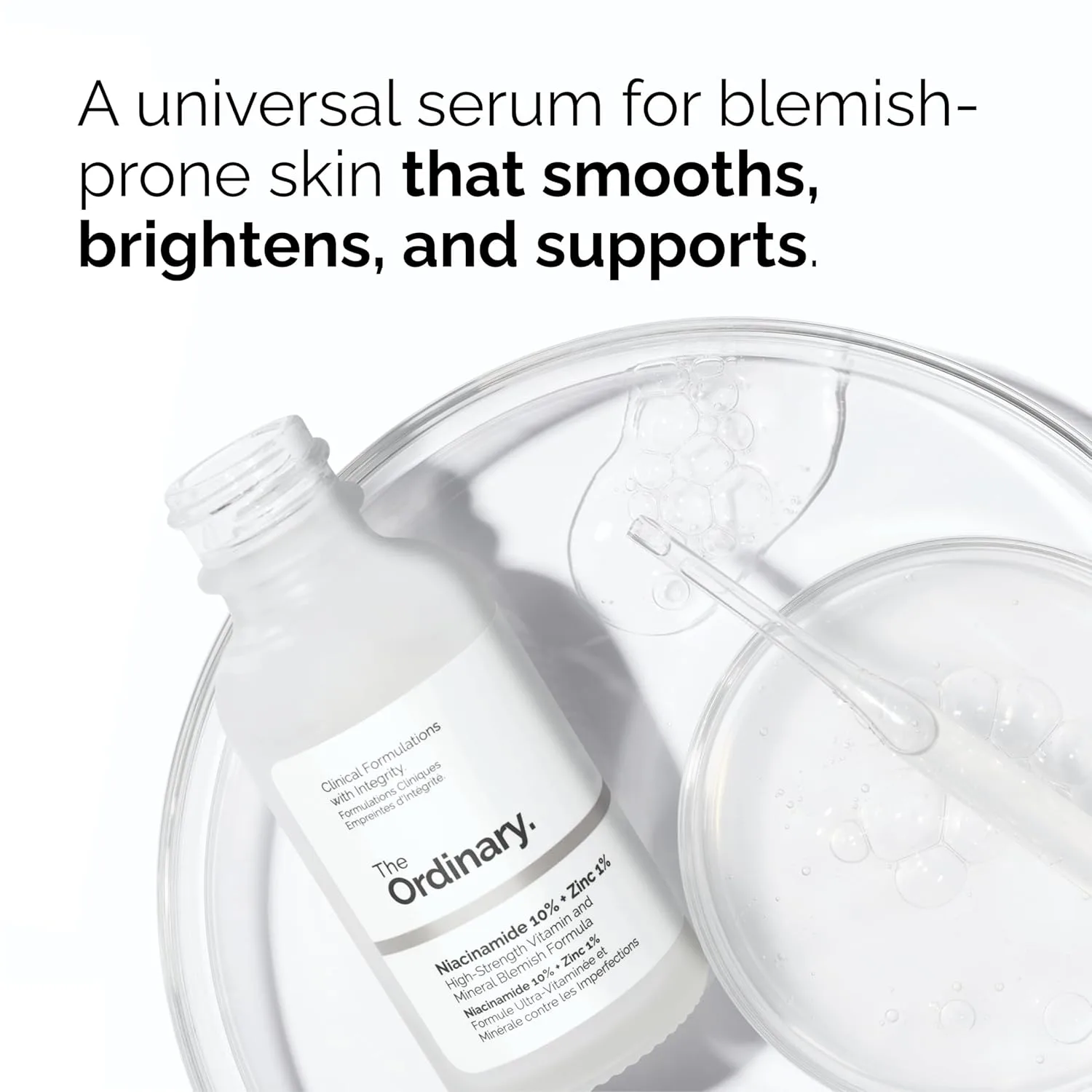 Набор для ухода за кожей The Ordinary Skin Support Basics Duo для всех типов кожи: гиалуроновая кислота 2% + витамин B5 (30 мл), ниацинамид 10% + цинк 1% (30 мл). — фото 3