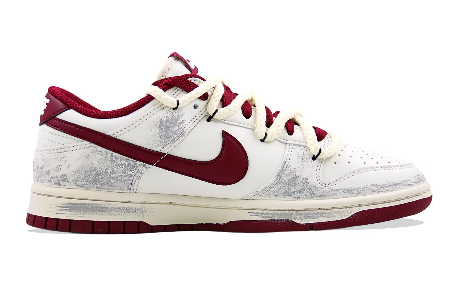 Кроссовки низкие с эффектом состаривания Nike Dunk White Red — фото 4