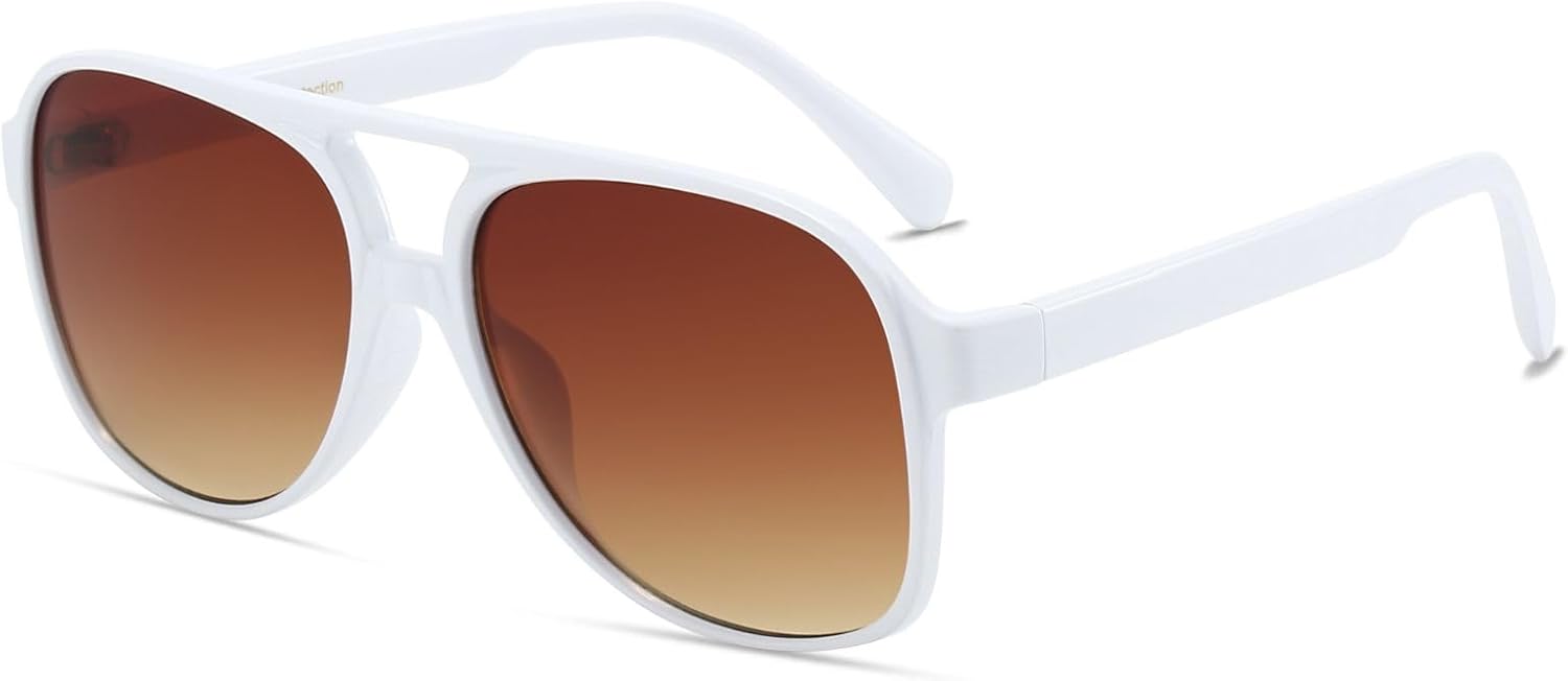 

Солнцезащитные очки Freckles Mark в винтажном стиле ретро 70-х годов для женщин и мужчин, классические большие квадратные очки-авиаторы, модные очки, White Frame Gradient Lens