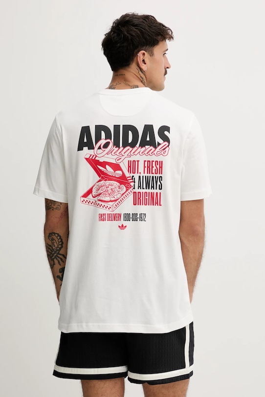 

Футболка с изображением коробки с пиццей, хлопковая Adidas Originals, белый