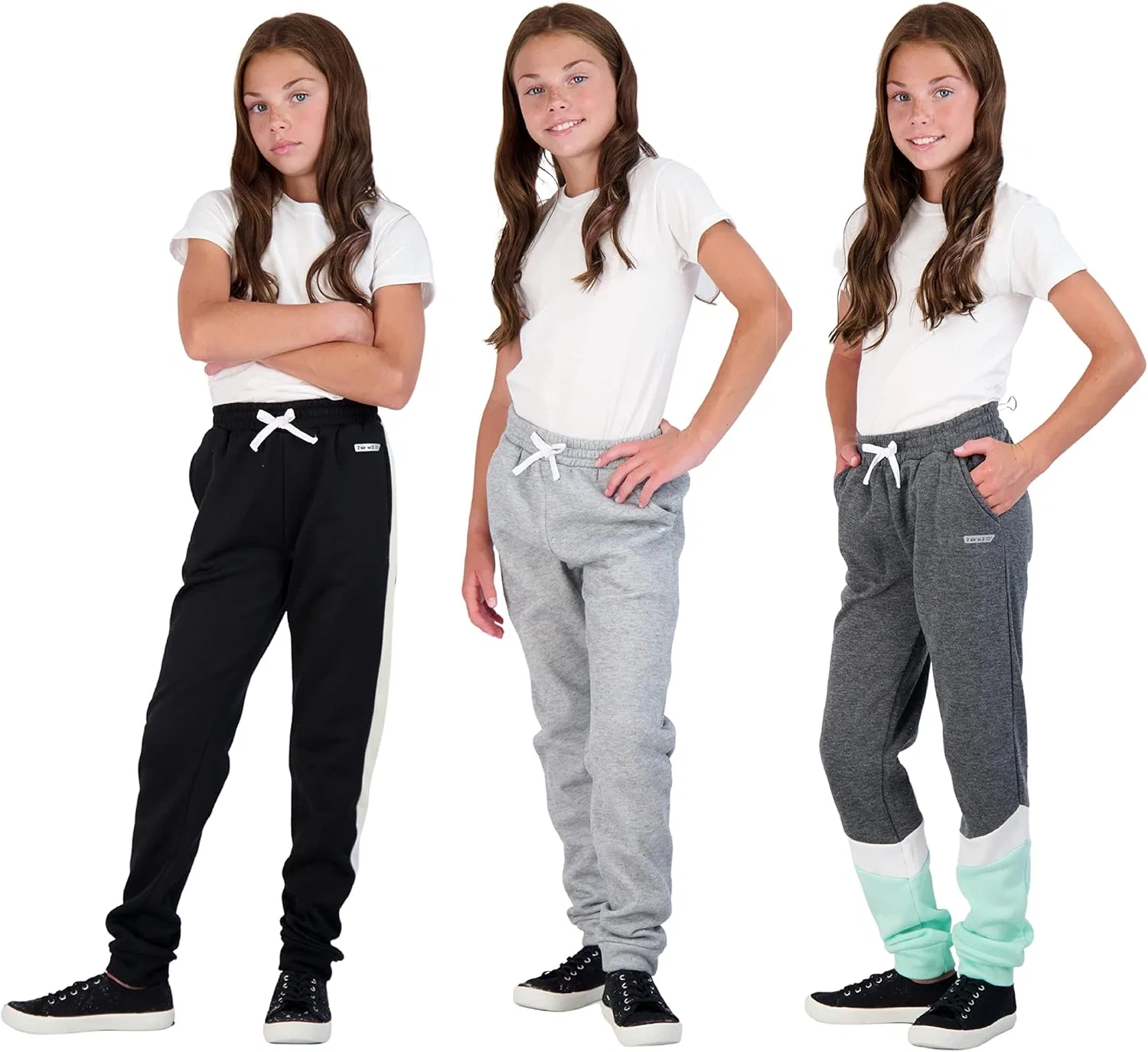 Комплект из 3 флисовых спортивных штанов для девочек Hind Girls, Black-Heather-Charcoal — фото 3
