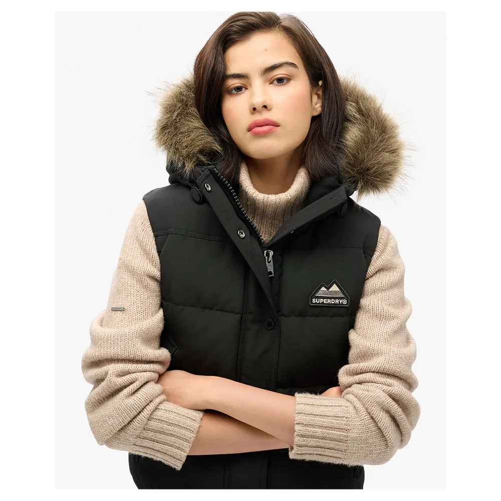 Жилет из искусственного меха Superdry Everest, черный — фото 2