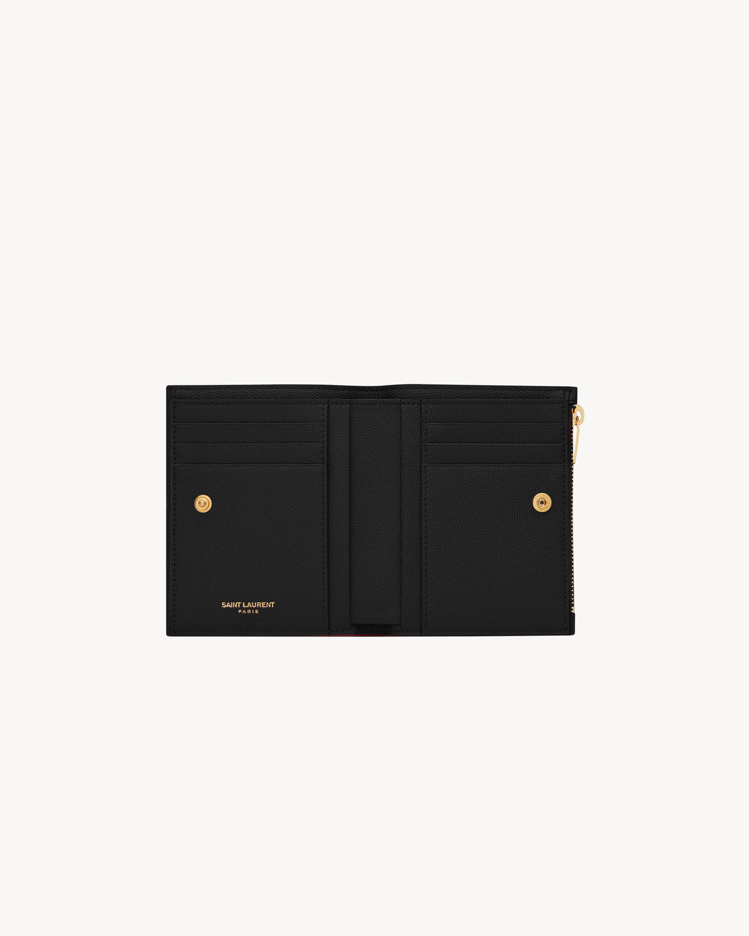 Компактный кошелек UPTOWN из кожи grained de poudre Saint Laurent, черный — фото 4