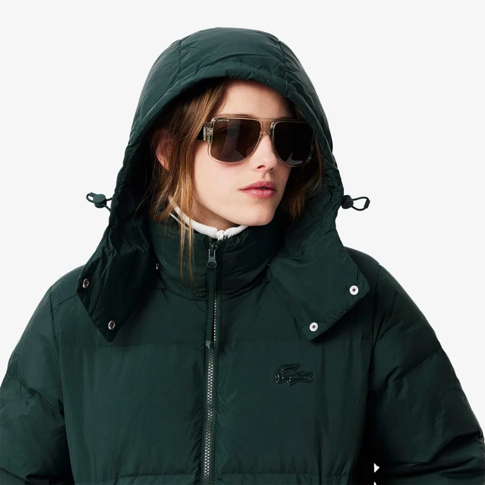 Пуховик Lacoste Укороченный с капюшоном, Тёмно-зелёный — фото 2