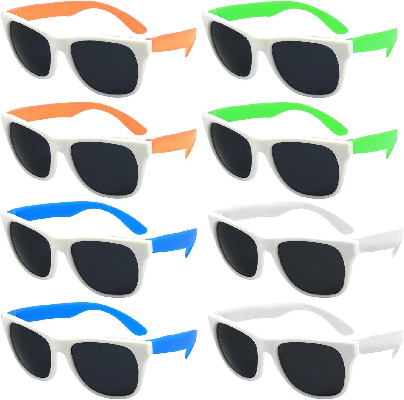 

Набор из 8 солнцезащитных очков Edge I-Wear в стиле 80-х для вечеринки, неоновые, для взрослых или детей, сертифицированы по стандарту CPSIA, не содержат свинца (Pb) EDGEIWEAR, Assorted White (Adult)