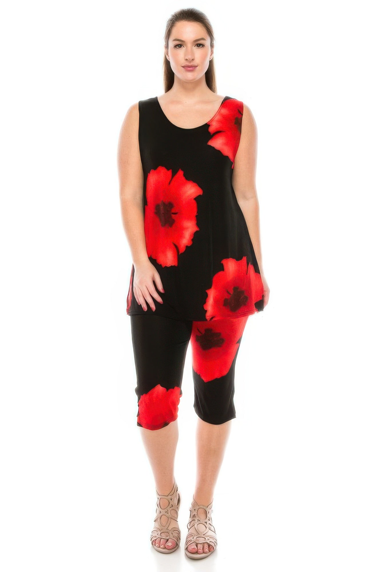 

Комплект капри больших размеров Truedames, красный