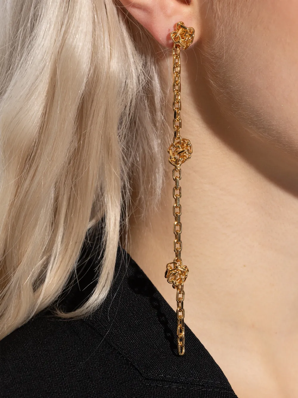 Серьги-подвески с цепочкой и узлом Jil Sander, золотистый — фото 2