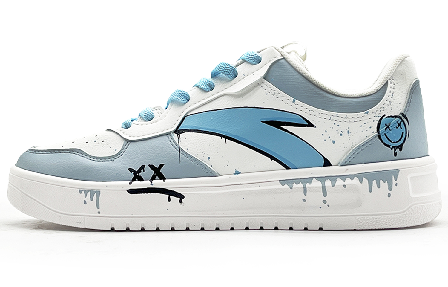 

ANTA Скользоустойчивые амортизирующие низкие скейтерские кроссовки мужские бело-голубые, цвет White Blue