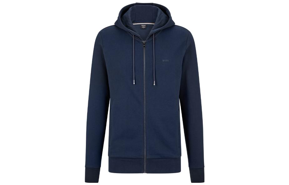 

Хлопковая худи на молнии HUGO BOSS, темно-синий