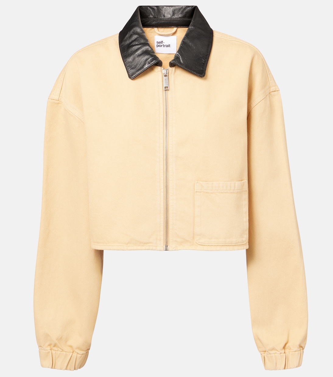 

Джинсовая куртка с кожаной отделкой Self-Portrait, бежевый