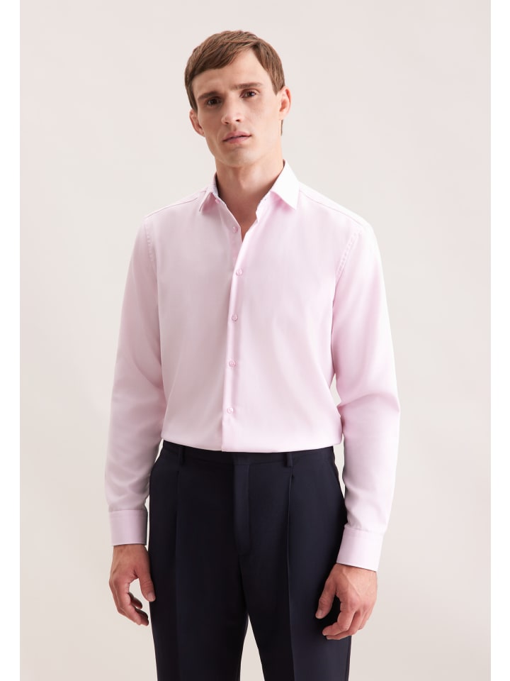 

Деловая рубашка, обычного размера, розового цвета Seidensticker