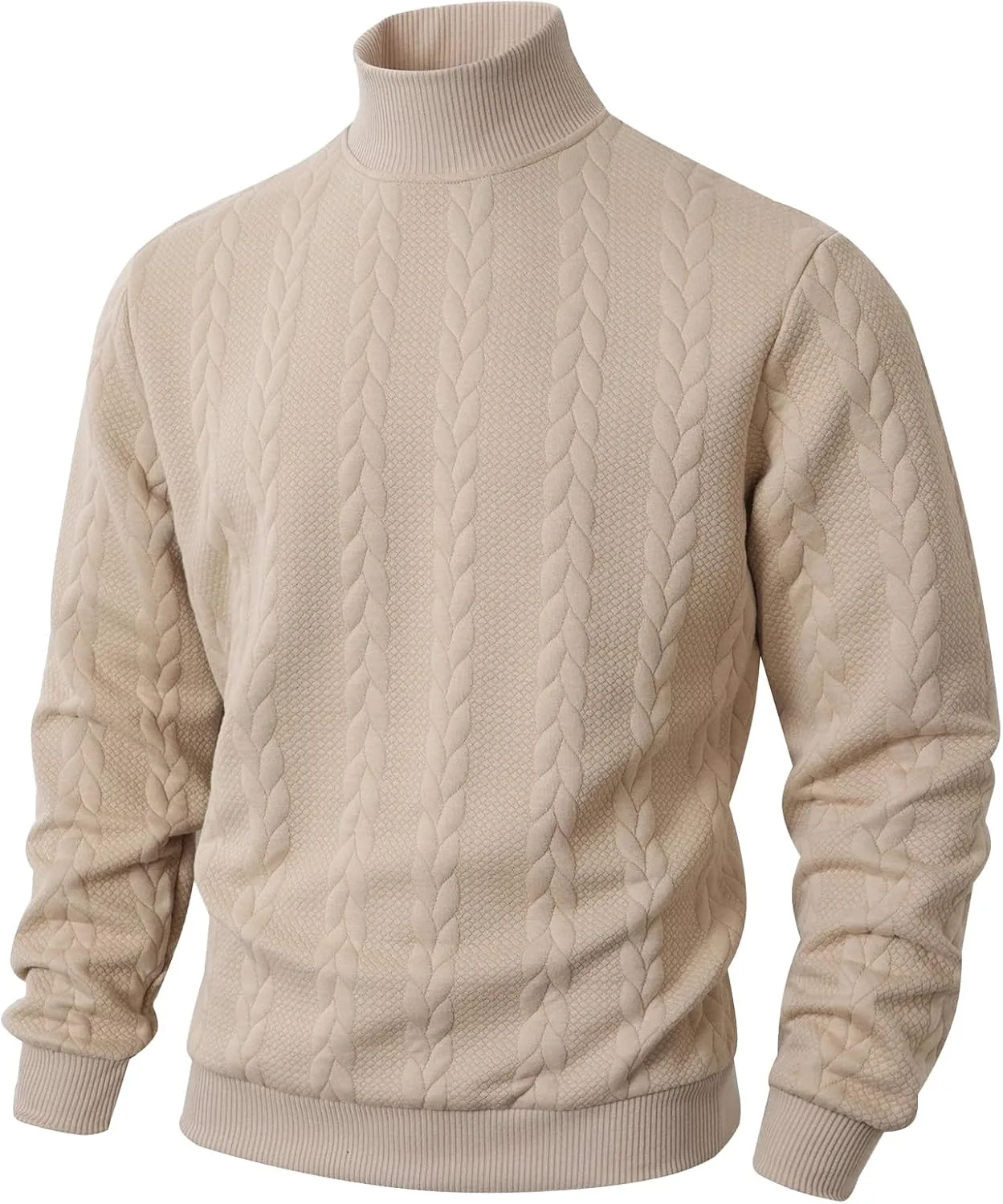 

WIWIQS мужской свитер с кабельной вязкой, уютный водолазка, slim fit