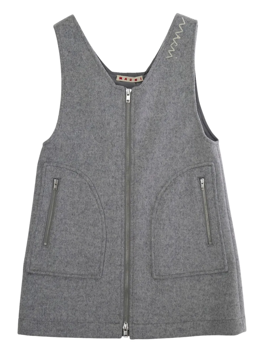 

Платье без рукавов с вышитым логотипом Marni Kids, серый