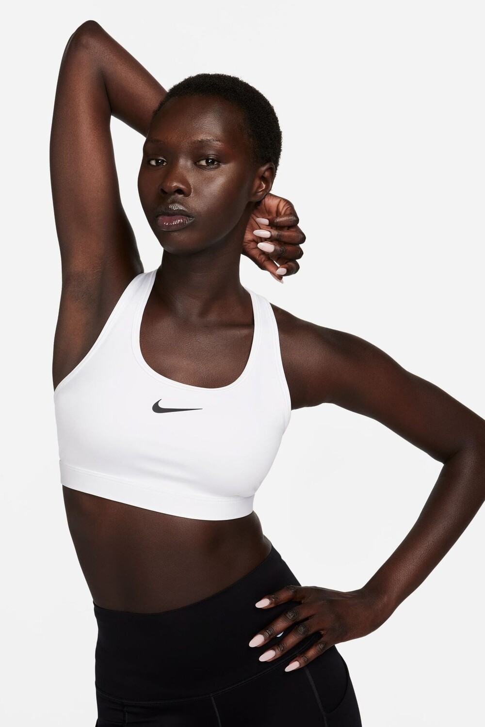 Спортивный бюстгальтер с галочкой средней поддержки Nike, белый — фото 4