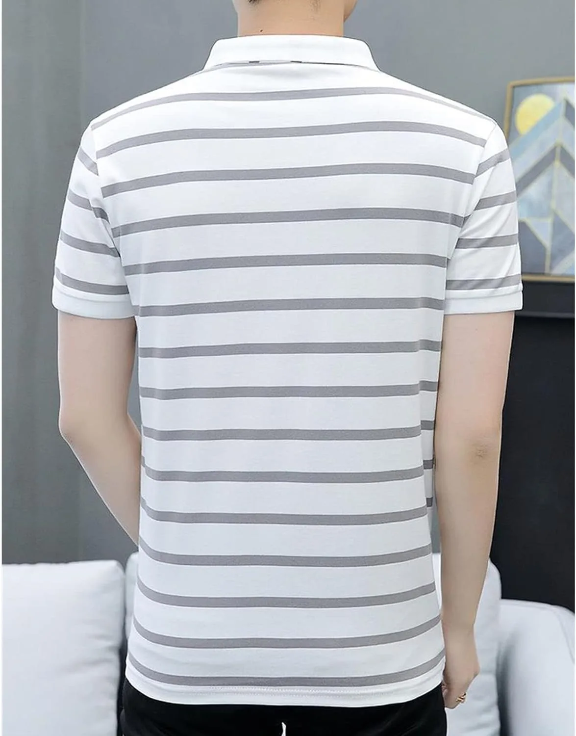 Футболка Slim-Fit с коротким рукавом в полоску — фото 3