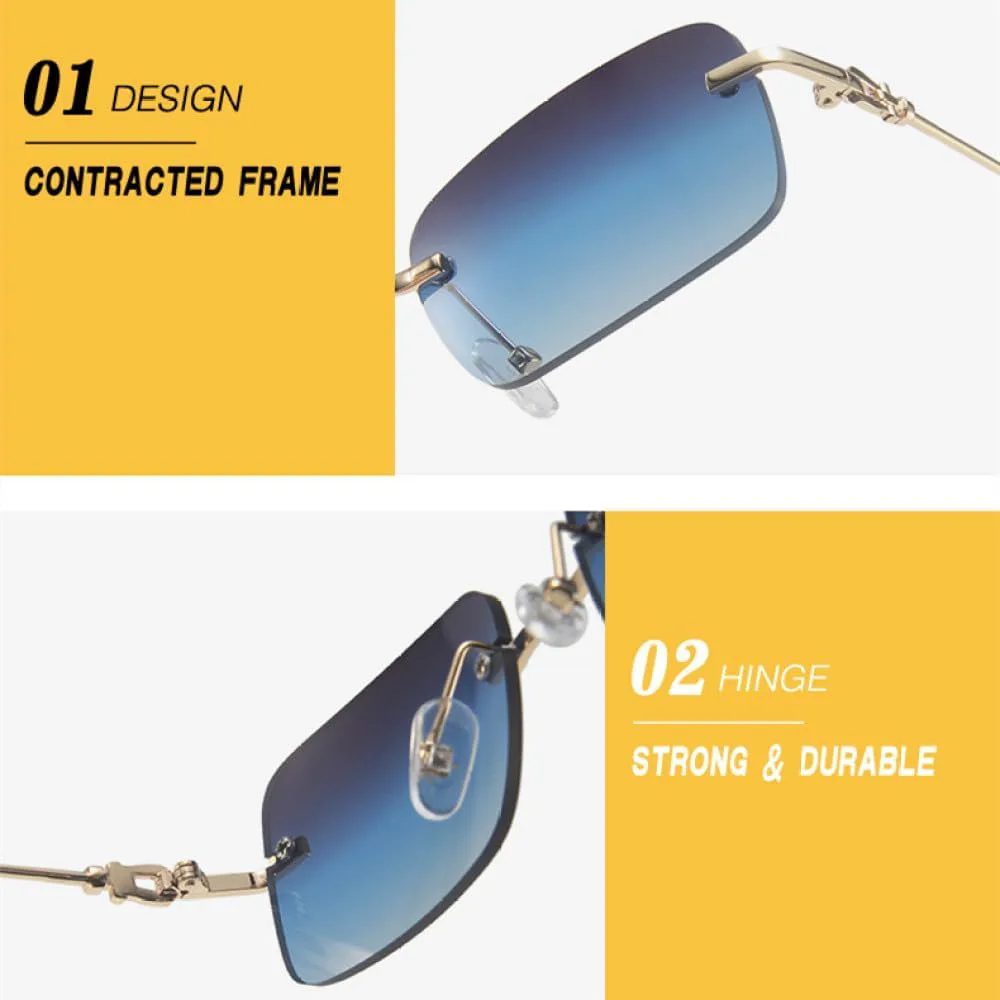 

Ретро солнцезащитные очки для женщин, модные, без оправы, с градиентным переходом цвета, солнцезащитные очки с линзами, женские безрамочные очки DSXLY, 6