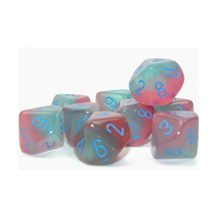 

d10 Гель зелено-розовый с синим (10), Dice - Gemini - d10 (Chessex)