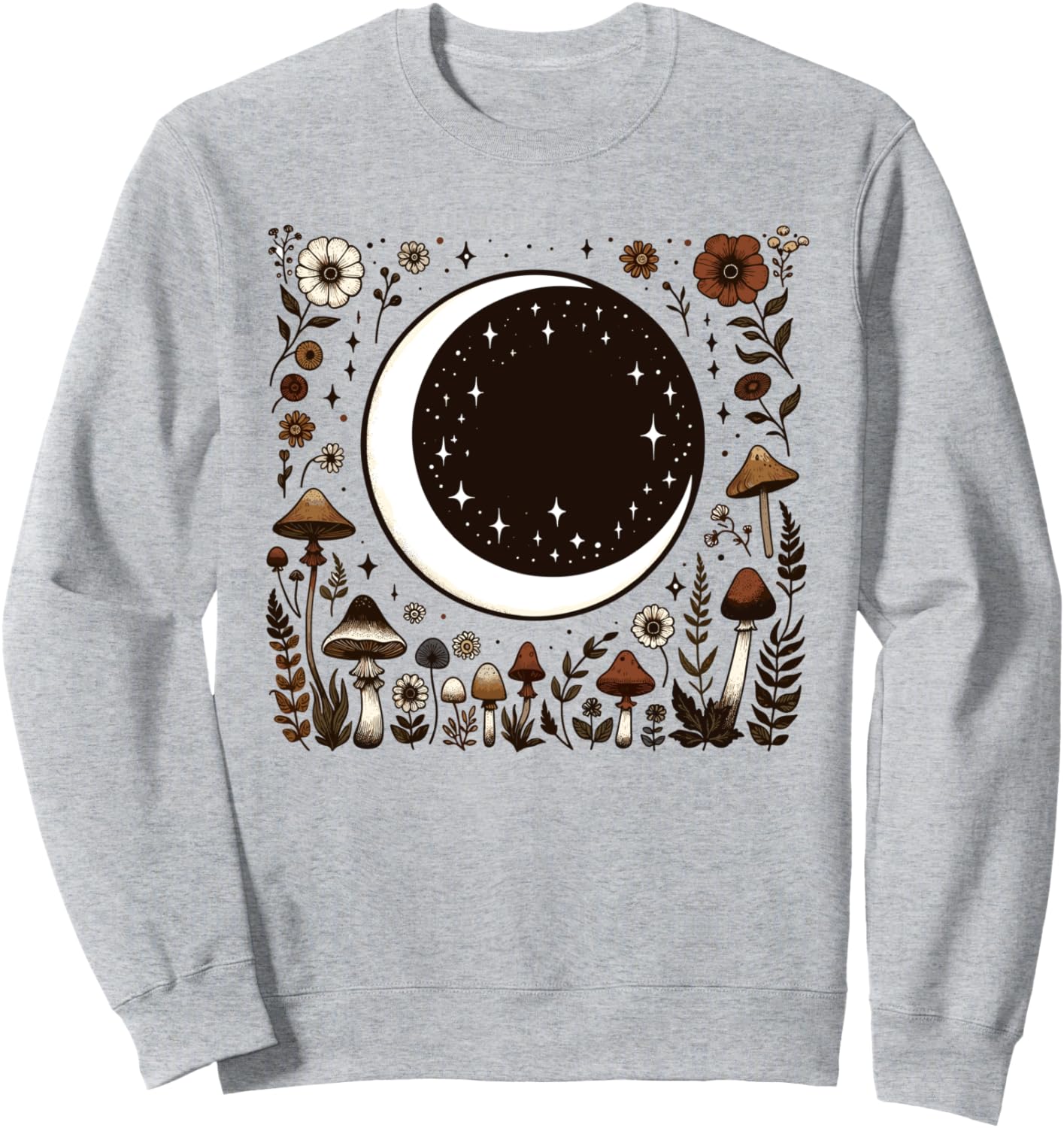 

Стиль «гоблинкор» и «коттеджкор», а также толстовка с цветочным рисунком и грибами в лунном стиле Mycology Mushroom Lover Gifts For Men & Women, серый