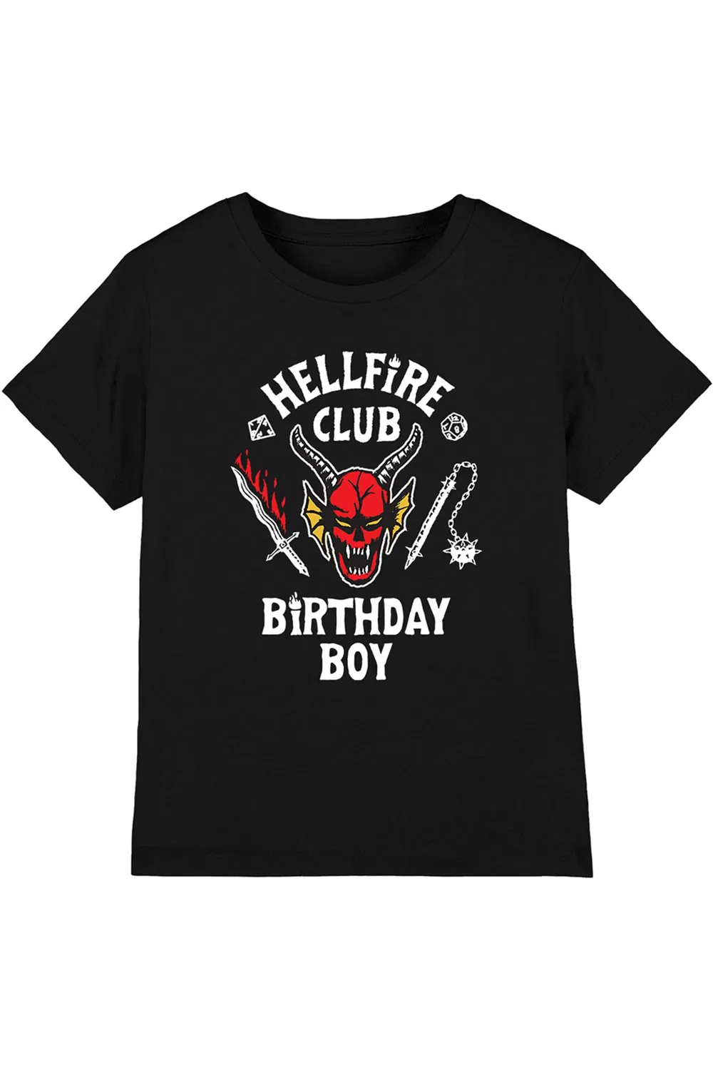 Детская футболка Stranger Things Hellfire Birthday Boy, черная, черный