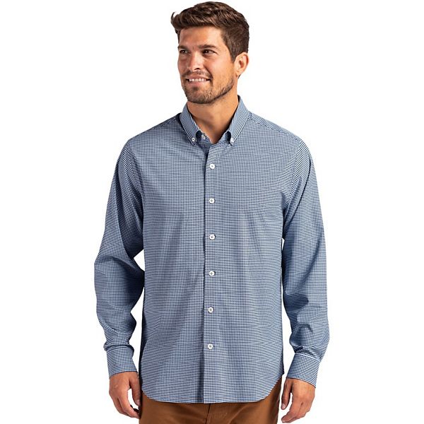 

Мужская длинная рубашка Skyline Epic Confidence Recycled Gingham Cutter & Buck, Pale Blue Navy Blue