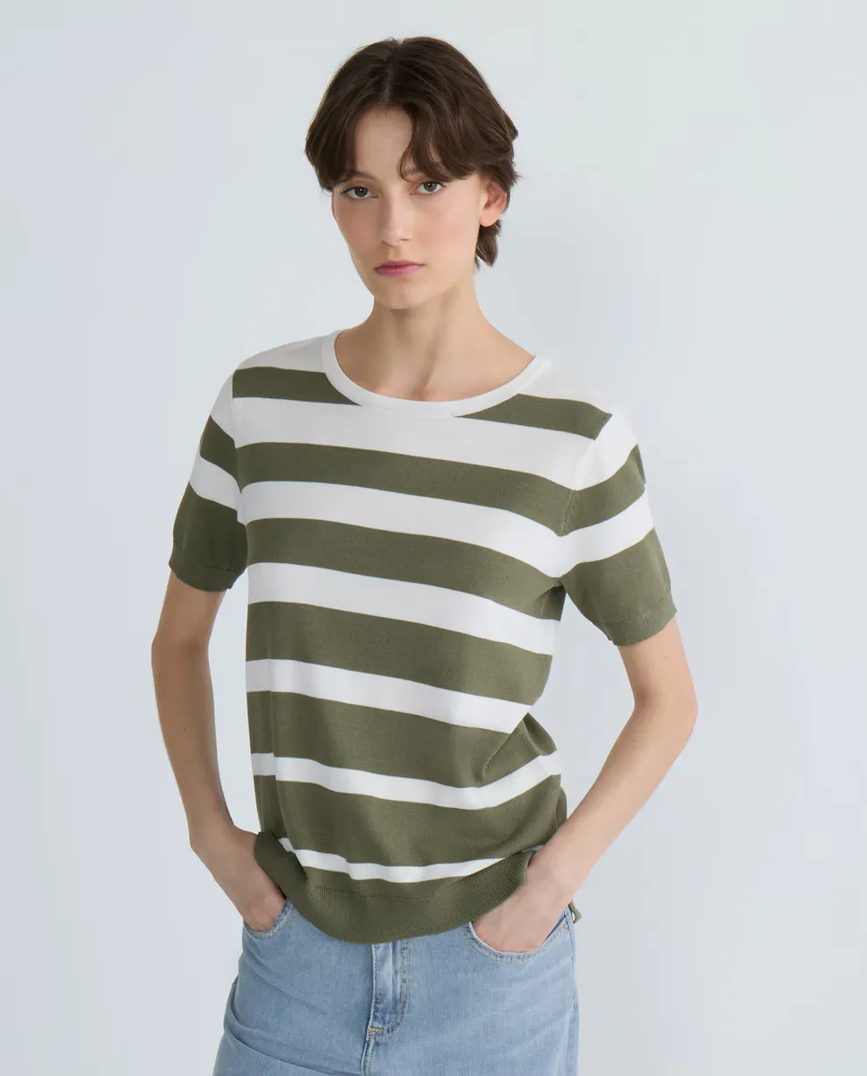 

Женский джемпер в полоску с коротким рукавом Zermatt, цвет Kaki