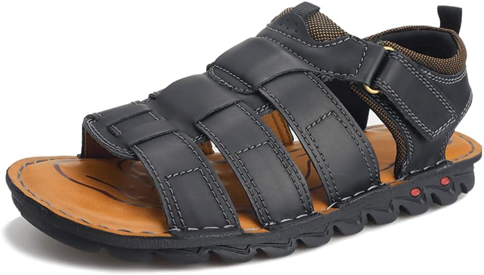 

Мужские сандалии YONGJIA с открытым носком, повседневные, для активного отдыха на улице летом, рыбацкие, регулируемые, ручной работы, черный