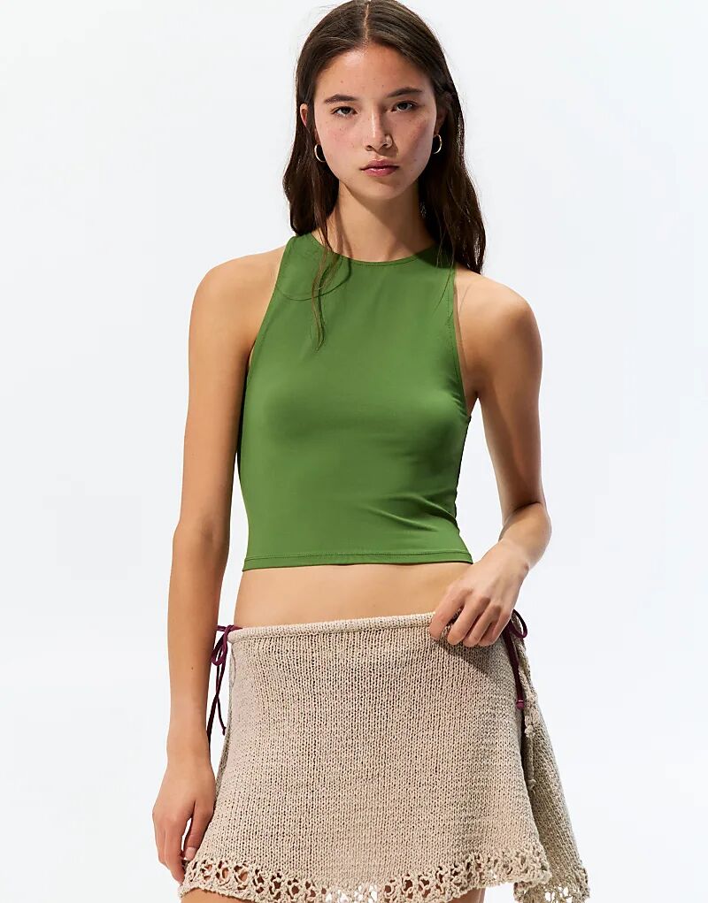 

Верхняя жилетка из полиамида Pull&Bear зеленого цвета