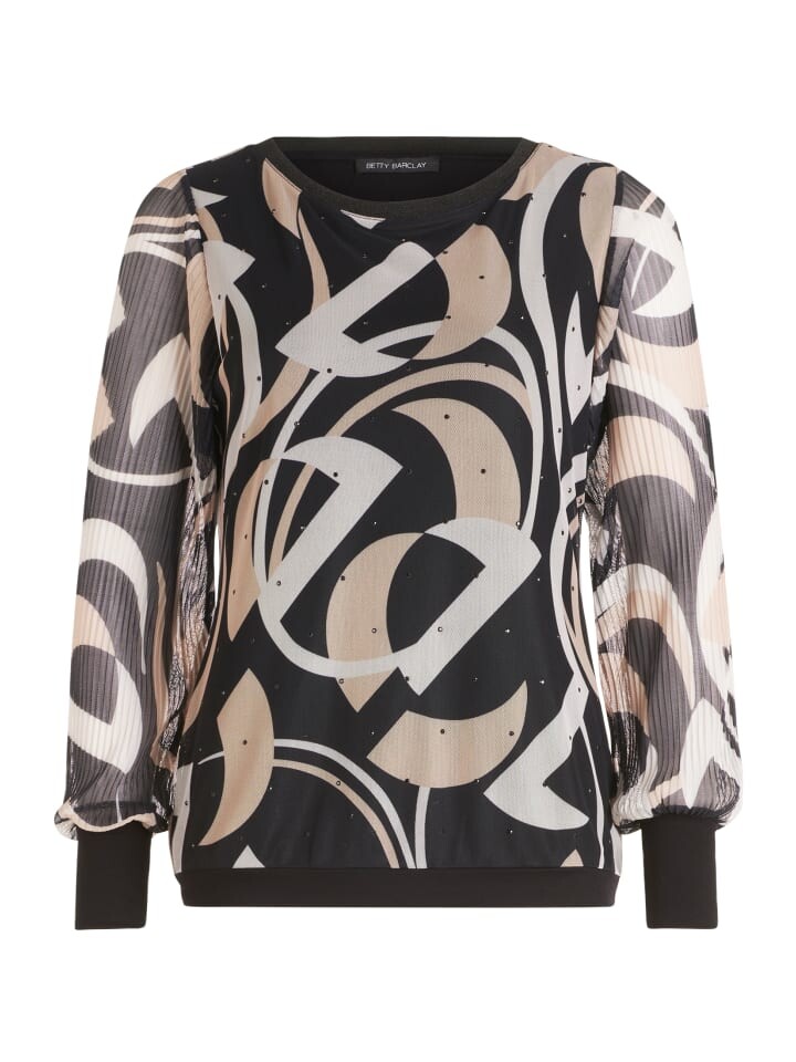 

Футболка Betty Barclay Langarm-Shirt mit Plissee, цвет Schwarz/Beige