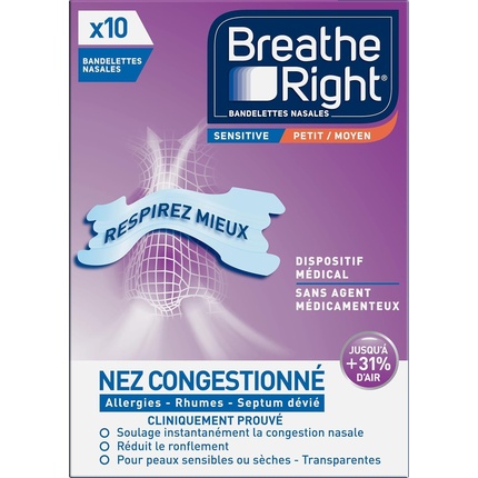 

Чувствительная назальная полоска, размер M/S, помощь при сне Breathe Right