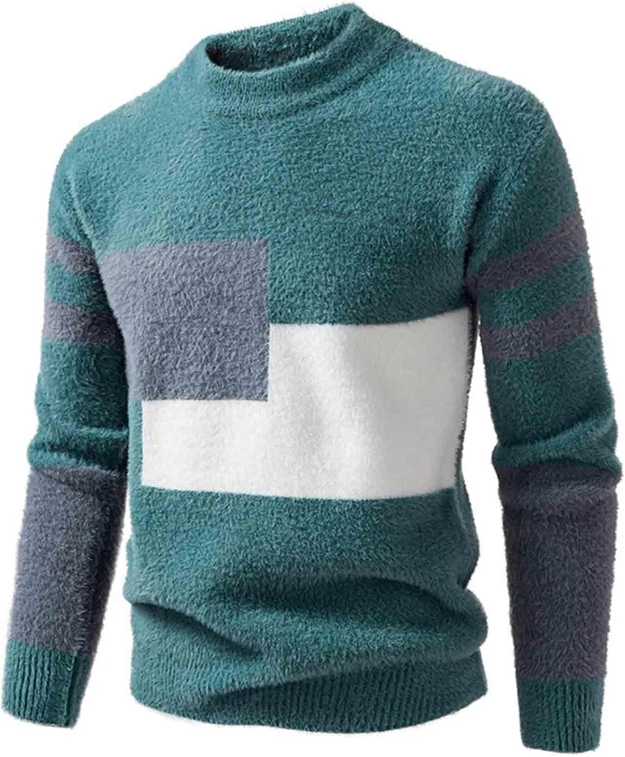 

Мужской вязаный пуловер с длинным рукавом и воротником стойкой