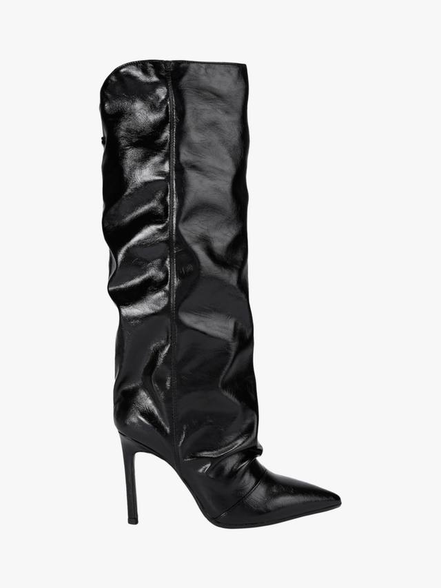 Французские лаковые гофрированные ботинки до колена KG Kurt Geiger, Black