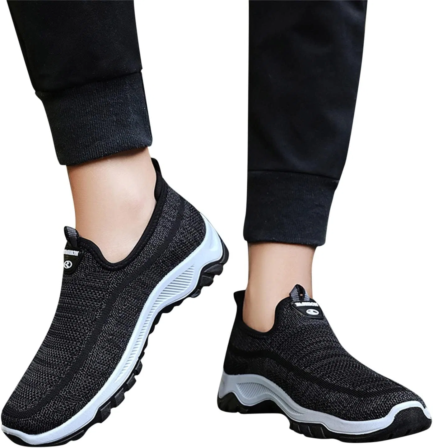 Модные кроссовки Herren-Sneaker-Socken für Sommer und Herbst, einfarbig, gewebt, atmungsaktiv, bequem, zum Reinschlüpfen, lässig, Sneaker-Socken für Herren Generisch, Schwarz — фото 3