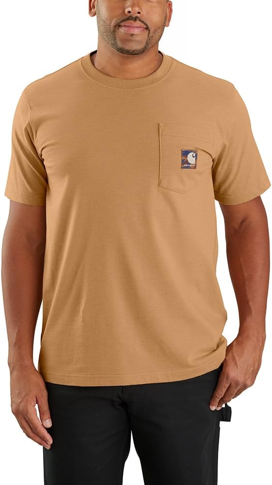 

Мужская футболка Carhartt 106532 свободного кроя с коротким рукавом и камуфляжной нашивкой на кармане, Hickory Nut Heather, Хаки, Мужская футболка Carhartt 106532 свободного кроя с коротким рукавом и камуфляжной нашивкой на кармане, Hickory Nut Heather