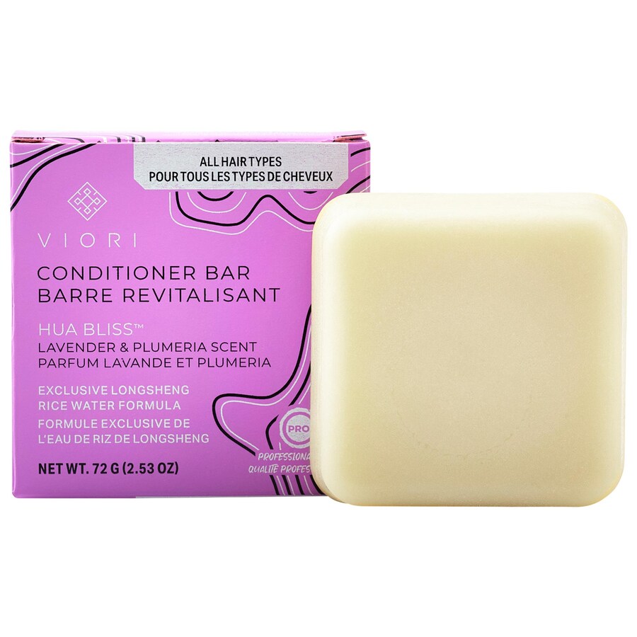 

Твердый кондиционер для волос с добавлением рисовой воды Viori, 2.53 oz /80 g Hua Bliss: Strengthening Lavender Rice Water Conditioner Bar