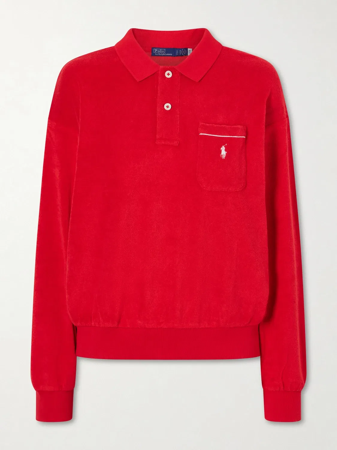 Поло-свитер из махровой смеси хлопка с вышивкой POLO RALPH LAUREN, красный